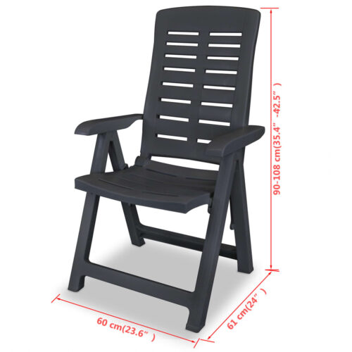 Reclining Garden Chairs 2pcs Plastic Anthracite - Image 8