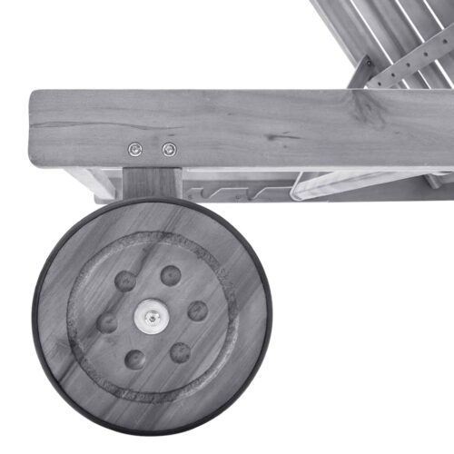 Garden Sun Lounger with Cushion Grey Solid Acacia Wood - Image 4