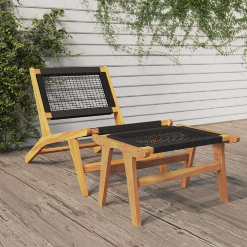 Garden Chair with Footrest Solid Wood Teak Polyester - Image 12