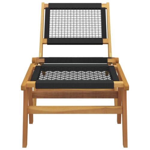Garden Chair with Footrest Solid Wood Teak Polyester - Image 3