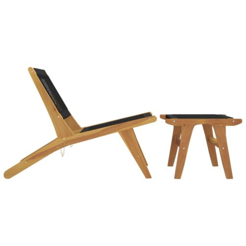 Garden Chair with Footrest Solid Wood Teak Polyester - Image 4