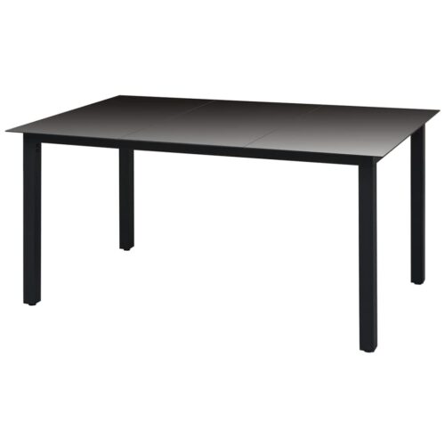 Garden Table Black 150x90x74cm Aluminium Glass