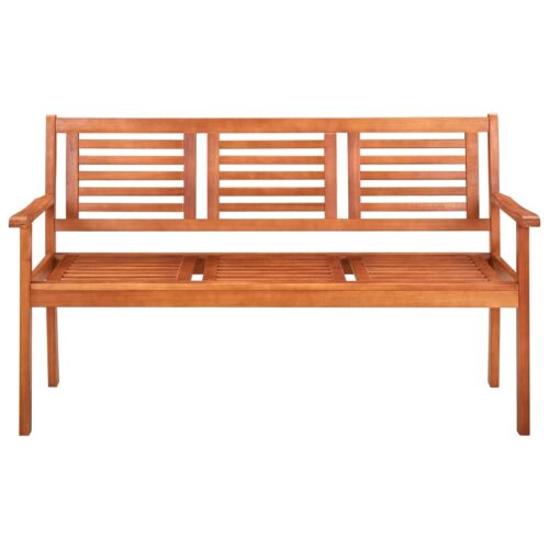 3-Seater Garden Bench 150cm Solid Eucalyptus Wood - Image 2
