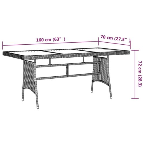 Garden Table Black 160x70x72cm Poly Rattan Solid Acacia Wood - Image 4