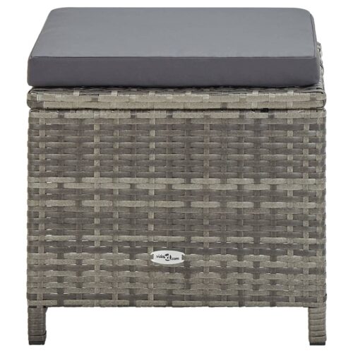 Garden Stools 4pcs with Cushions Poly Rattan Grey - Image 4