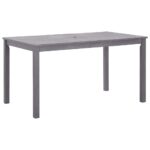 Garden Table Grey Wash 140x80x74cm Solid Acacia Wood