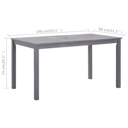 Garden Table Grey Wash 140x80x74cm Solid Acacia Wood - Image 6