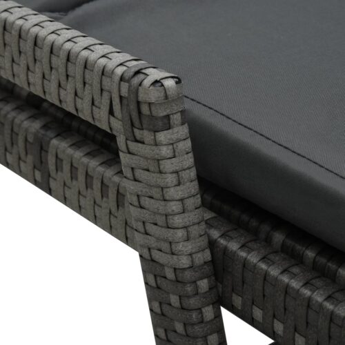 Sun Lounger with Cushion Poly Rattan Grey - Image 7