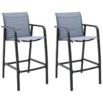 Garden Bar Chairs 2pcs Grey Textilene