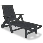 Portable Folding Outdoor Sun Lounger Garden Patio Pool Camping Beach Chair Anthracite