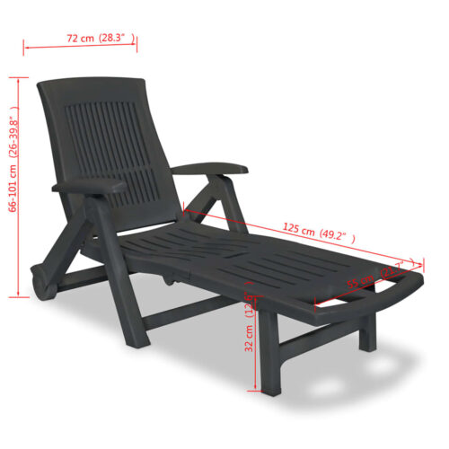 Portable Folding Outdoor Sun Lounger Garden Patio Pool Camping Beach Chair Anthracite - Image 8