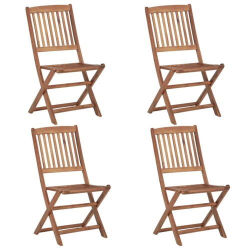 Folding Outdoor Chairs 4pcs Solid Acacia Wood - Image 2