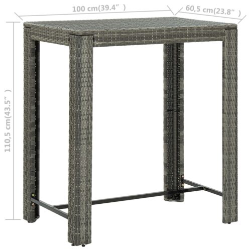 Garden Bar Table Grey 100x60.5x110.5cm Poly Rattan - Image 6