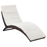 Outdoor Folding Sun Lounger Patio Garden Beach Pool Chair Wicker Rattan Brown