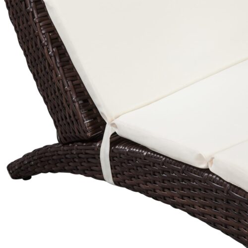 Outdoor Folding Sun Lounger Patio Garden Beach Pool Chair Wicker Rattan Brown - Image 3
