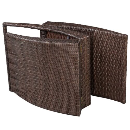 Outdoor Folding Sun Lounger Patio Garden Beach Pool Chair Wicker Rattan Brown - Image 6