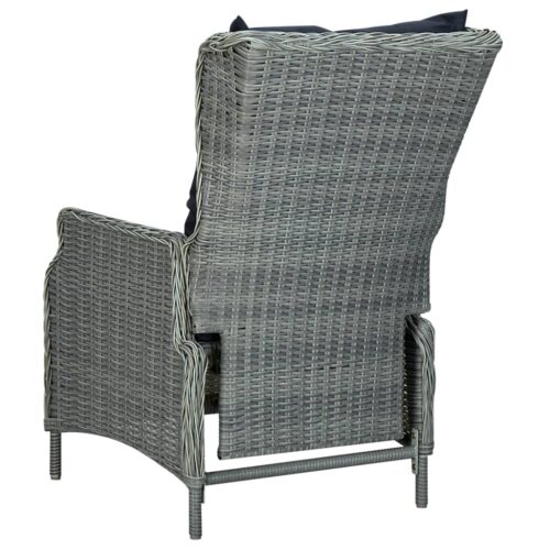 Reclining Garden Chair with Cushions Poly Rattan Grey - Image 5