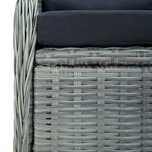 Reclining Garden Chair with Cushions Poly Rattan Grey - Image 6