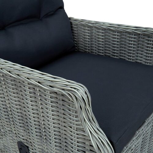 Reclining Garden Chair with Cushions Poly Rattan Grey - Image 7