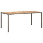 Garden Table 190x90x75cm Poly Rattan Acacia Wood Grey