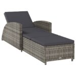 Outdoor Sun Lounger Wicker Rattan Garden Patio Pool Lounge Recliner Chair Dark Grey