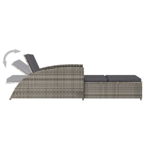 Outdoor Sun Lounger Wicker Rattan Garden Patio Pool Lounge Recliner Chair Dark Grey - Image 4