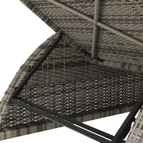 Outdoor Sun Lounger Wicker Rattan Garden Patio Pool Lounge Recliner Chair Dark Grey - Image 6