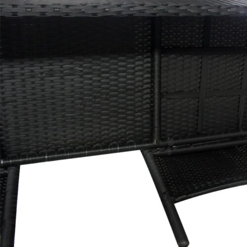 2-Seater Garden Sofa with Tea Table Poly Rattan Black - Image 4