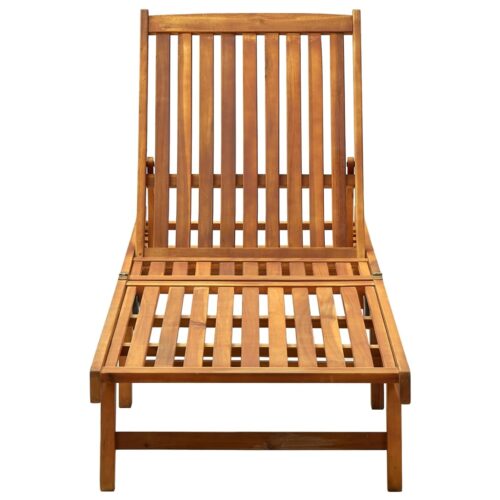 Garden Sun Lounger with Cushion Solid Acacia Wood - Image 3