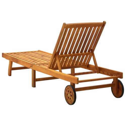 Garden Sun Lounger with Cushion Solid Acacia Wood - Image 4