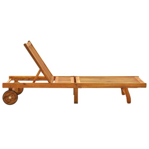 Garden Sun Lounger with Cushion Solid Acacia Wood - Image 5