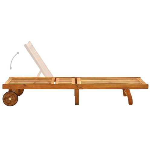 Garden Sun Lounger with Cushion Solid Acacia Wood - Image 6