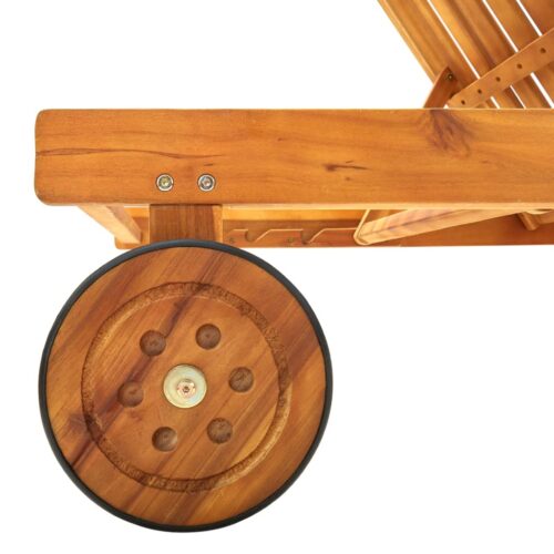 Garden Sun Lounger with Cushion Solid Acacia Wood - Image 7