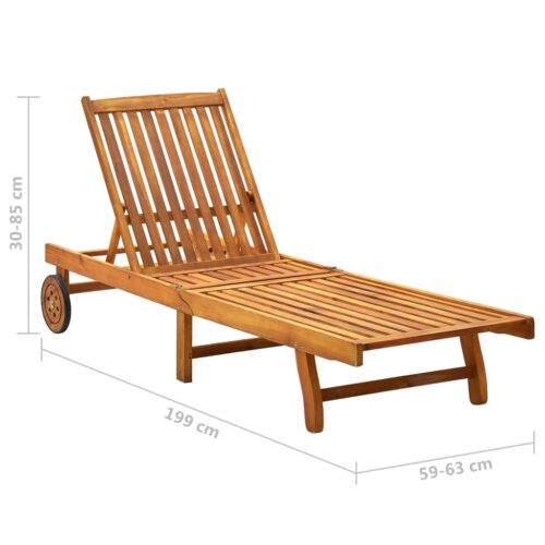 Garden Sun Lounger with Cushion Solid Acacia Wood - Image 11