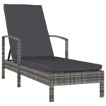 Outdoor Sun Lounger Garden Patio Beach Pool Lounge Recliner Chair Rattan Grey