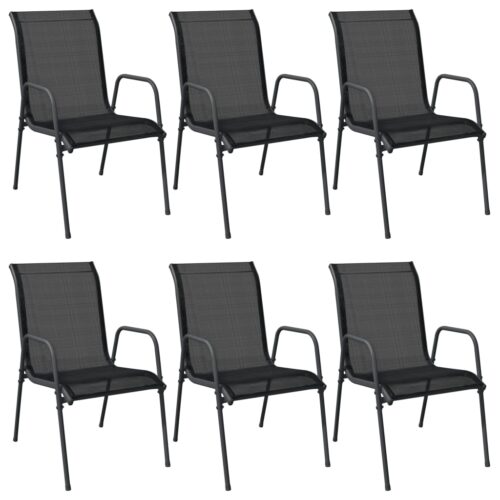 Garden Chairs 6pcs Steel Textilene Black - Image 2