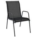 Garden Chairs 6pcs Steel Textilene Black