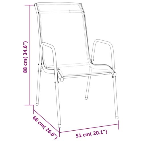 Garden Chairs 6pcs Steel Textilene Black - Image 7
