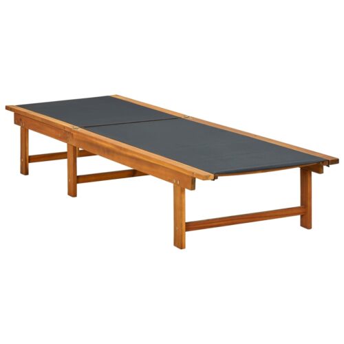 Sun Lounger with Table Solid Acacia Wood Textilene - Image 4