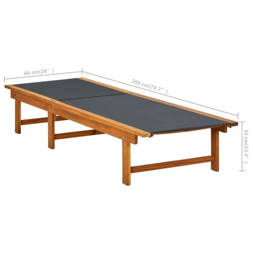 Sun Lounger with Table Solid Acacia Wood Textilene - Image 10