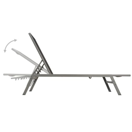 Sun Loungers 2pcs with Table Steel Textilene Black - Image 3