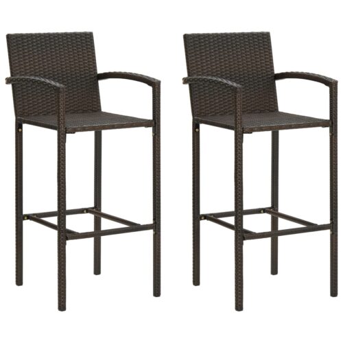 Bar Stools 2pcs Brown Poly Rattan