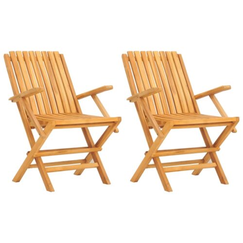 Folding Garden Chairs 2pcs 61x67x90cm Solid Wood Teak - Image 2