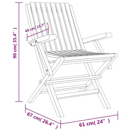 Folding Garden Chairs 2pcs 61x67x90cm Solid Wood Teak - Image 8
