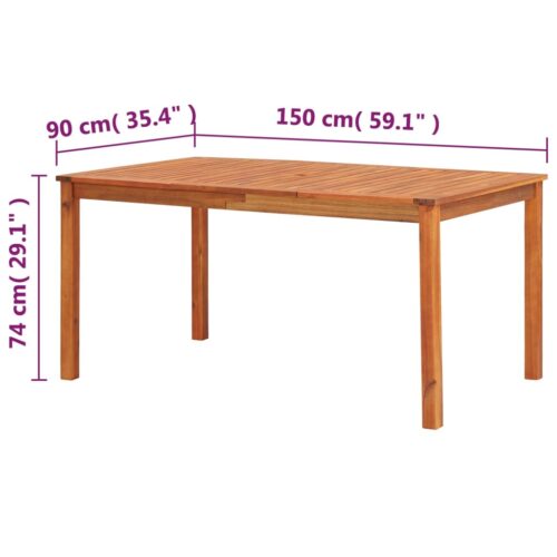 Garden Table 150x90x74cm Solid Acacia Wood - Image 6