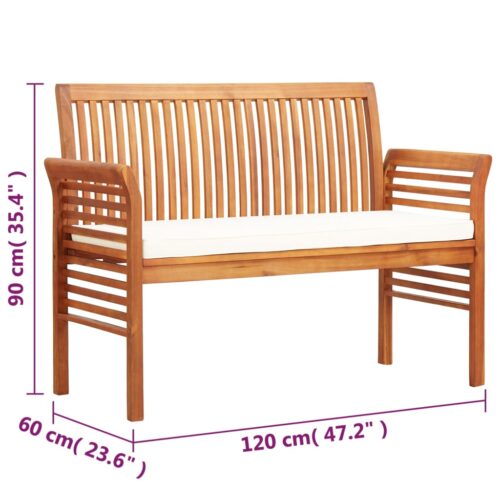 2-Seater Garden Bench with Cushion 120cm Solid Acacia Wood - Image 7