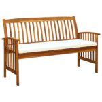 Garden Bench with Cushion 147cm Solid Acacia Wood