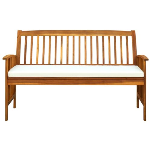 Garden Bench with Cushion 147cm Solid Acacia Wood - Image 3