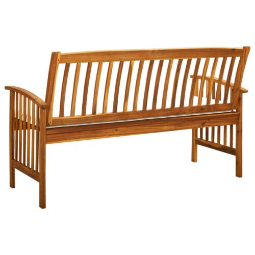 Garden Bench with Cushion 147cm Solid Acacia Wood - Image 5