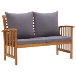 Garden Bench with Cushions 119cm Solid Acacia Wood